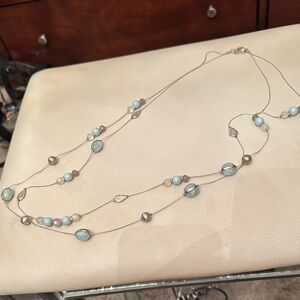 Elegant Silver and Blue Beaded Necklace